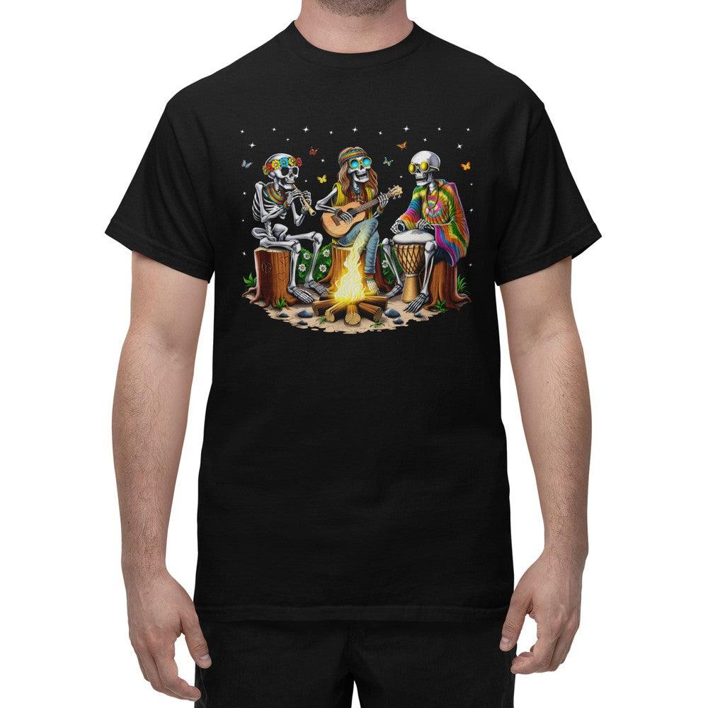 Hippie Skeletons Camping T-Shirt