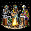 Hippie Skeletons Camping T-Shirt