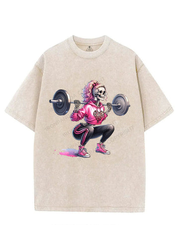 squat skull VINTAGE GYM SHIRT