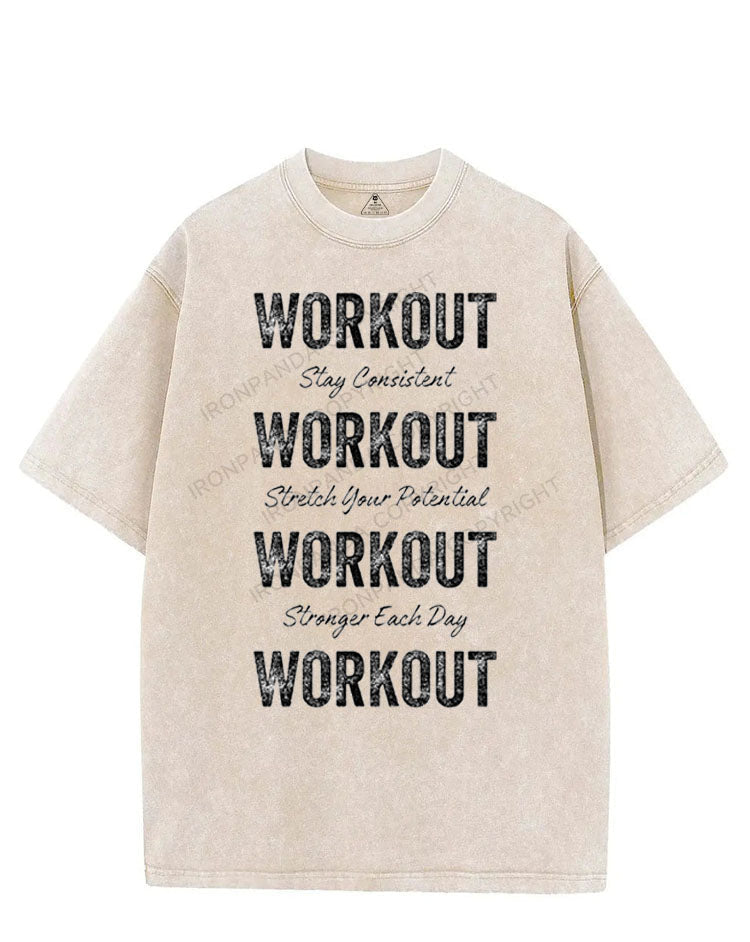STAY CONSISTENT STRETCH YOUR POTENTIAL STRONGER EACH DAY VINTAGE GYM SHIRT