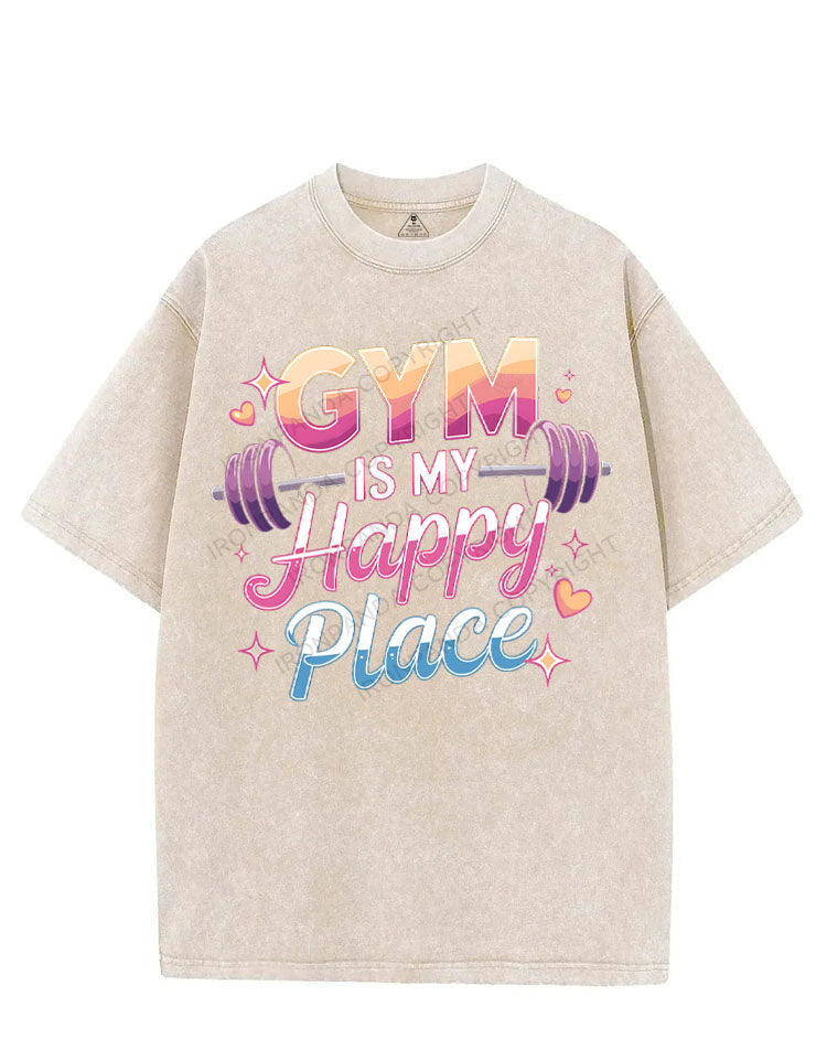 GYM IS MY HAPPY PLACE VINTAGE GYM SHIRT