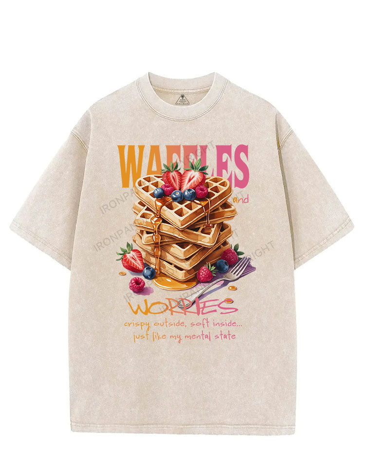 WAFFLES AND WORRIES VINTAGE GYM SHIRT