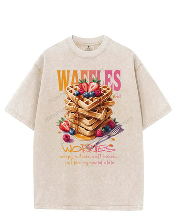 WAFFLES AND WORRIES VINTAGE GYM SHIRT
