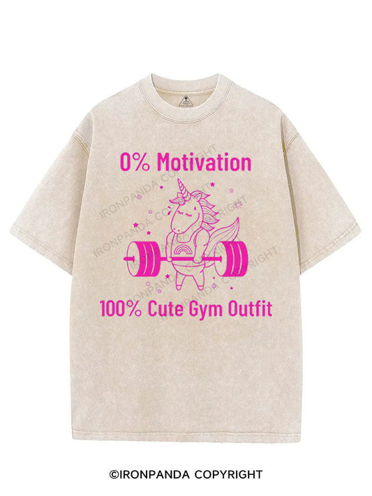 0% MOTIVATION 100% CUTE GYM OUTFIT VINTAGE GYM SHIRT