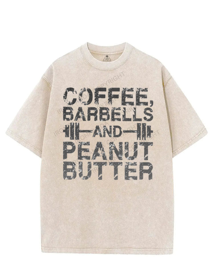 COFFEE, BARBELLS AND PEANUT BUTTER VINTAGE GYM SHIRT