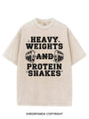 HEAVY WEIGHTS AND PROTEIN SHAKES VINTAGE GYM SHIRT