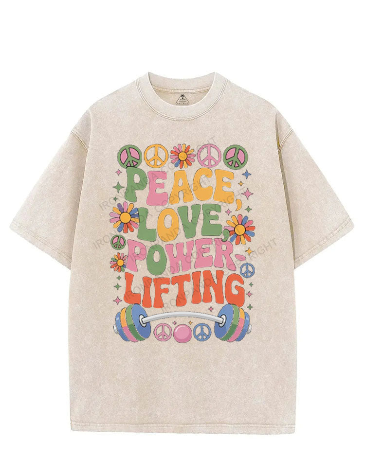 PEACE, LOVE, POWERLIFTING VINTAGE GYM SHIRT