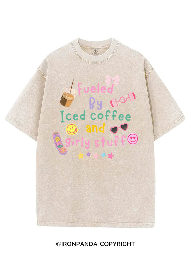 FUELED BY ICED COFFEE AND GIRLY STUFF VINTAGE GYM SHIRT