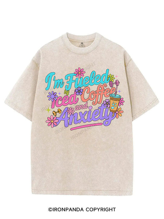 FUELED BY ICED COFFEE AND ANXIETY VINTAGE GYM SHIRT