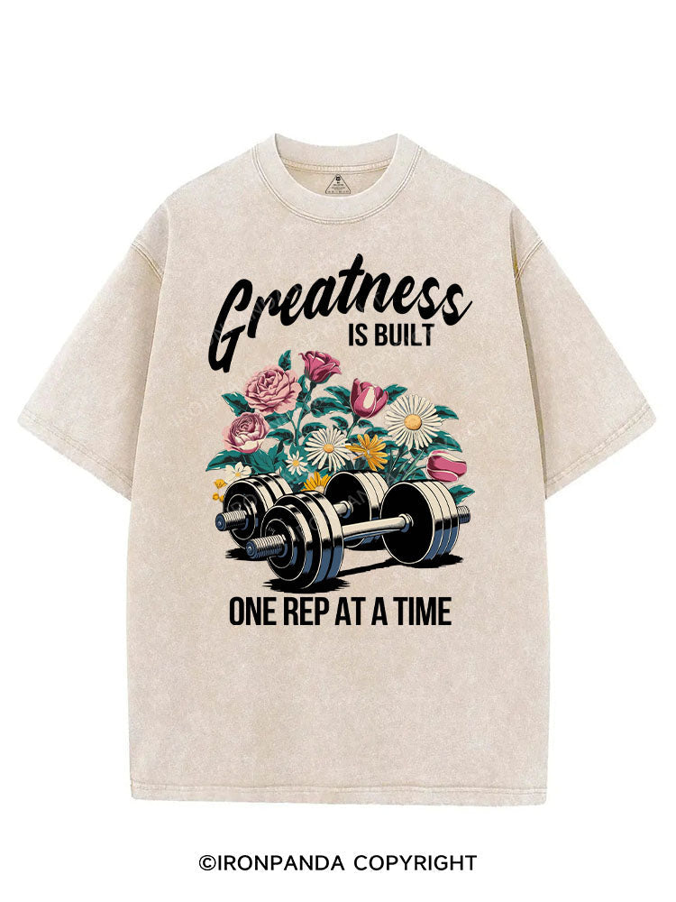 GREATNESS IS BUILT VINTAGE GYM SHIRT