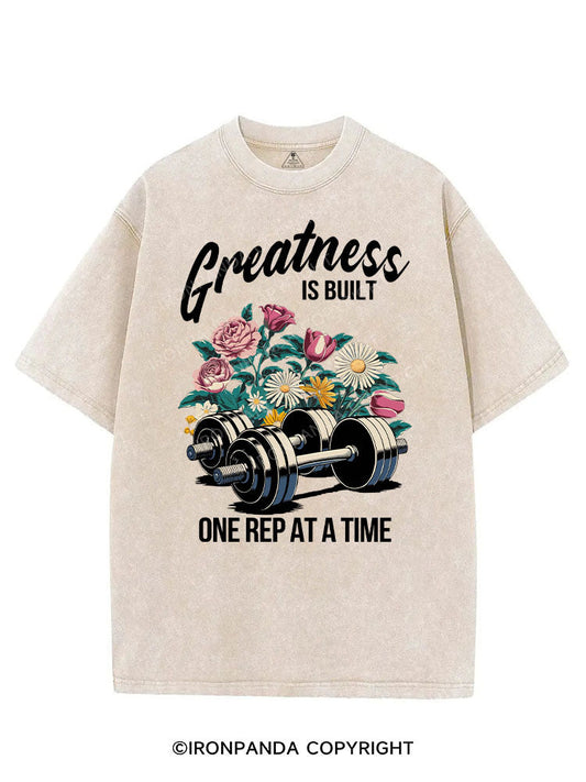 GREATNESS IS BUILT VINTAGE GYM SHIRT