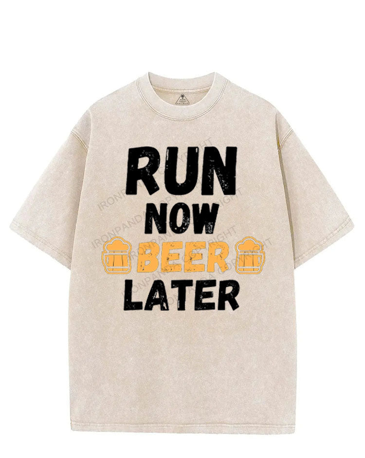 RUN NOW BEER LATER VINTAGE GYM SHIRT