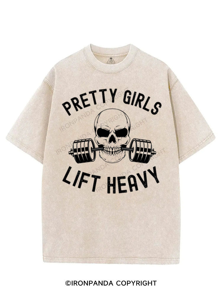 PRETTY GIRLS LIFT HEAVY SKELETON VINTAGE GYM SHIRT