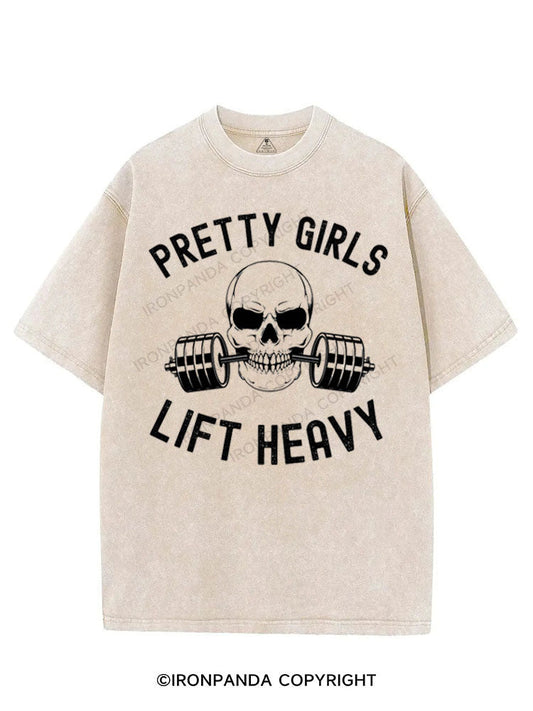 PRETTY GIRLS LIFT HEAVY SKELETON VINTAGE GYM SHIRT