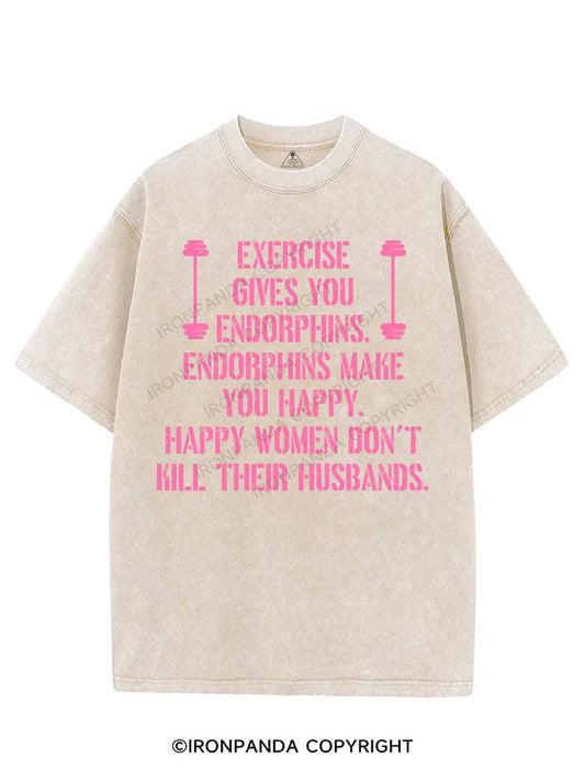 EXERCISE GIVES YOU ENDORPHINS PINK VINTAGE GYM SHIRT