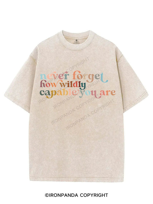 NEVER FORGET HOW WILDLY CAPABLE YOU ARE VINTAGE GYM SHIRT