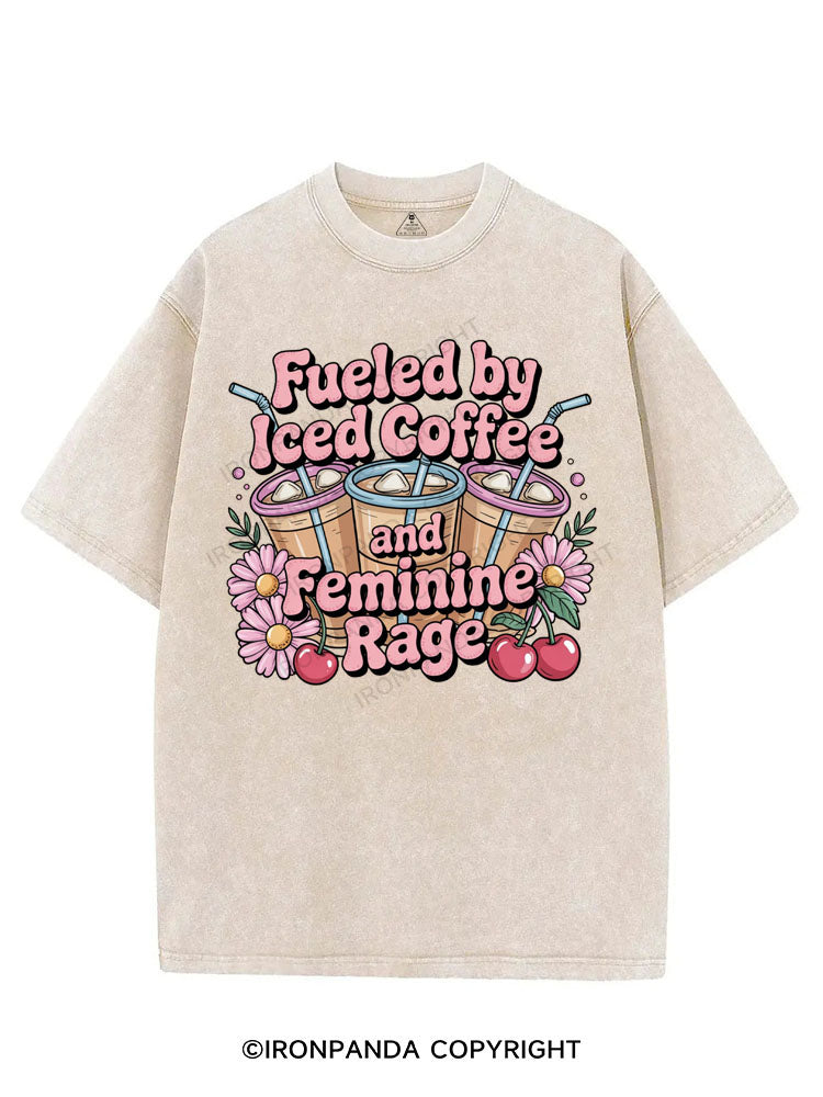 FUELED BY ICED COFFEE AND FEMININE RAGE VINTAGE GYM SHIRT