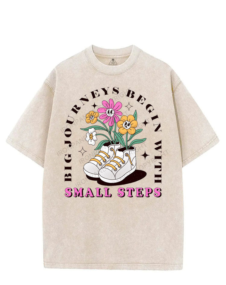 BIG JOURNEYS BEGIN WITH SMALL STEPS VINTAGE GYM SHIRT