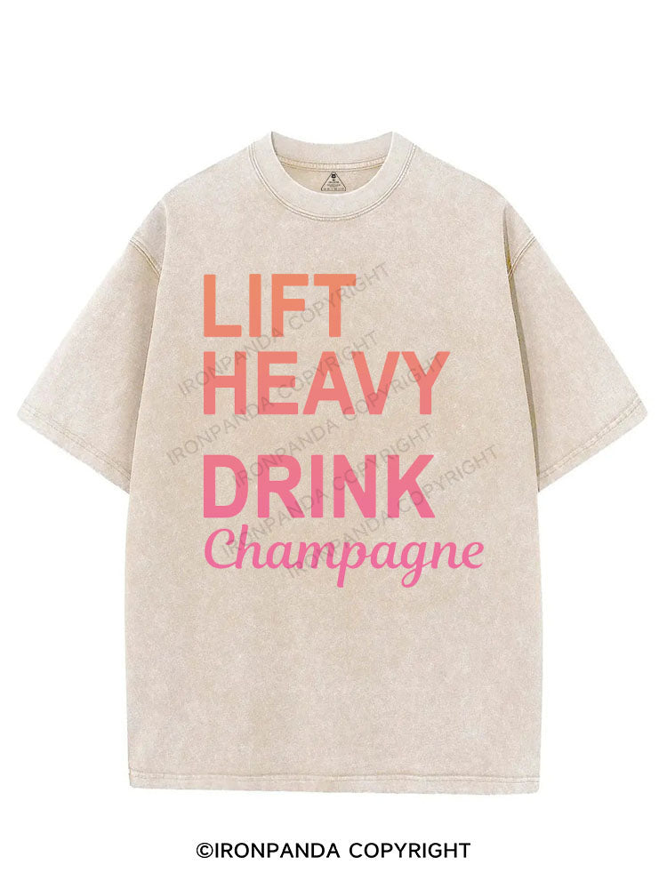 LIFT HEAVY DRINK CHAMPAGNE VINTAGE GYM SHIRT