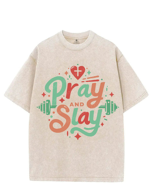 PRAY AND SLAY VINTAGE GYM SHIRT