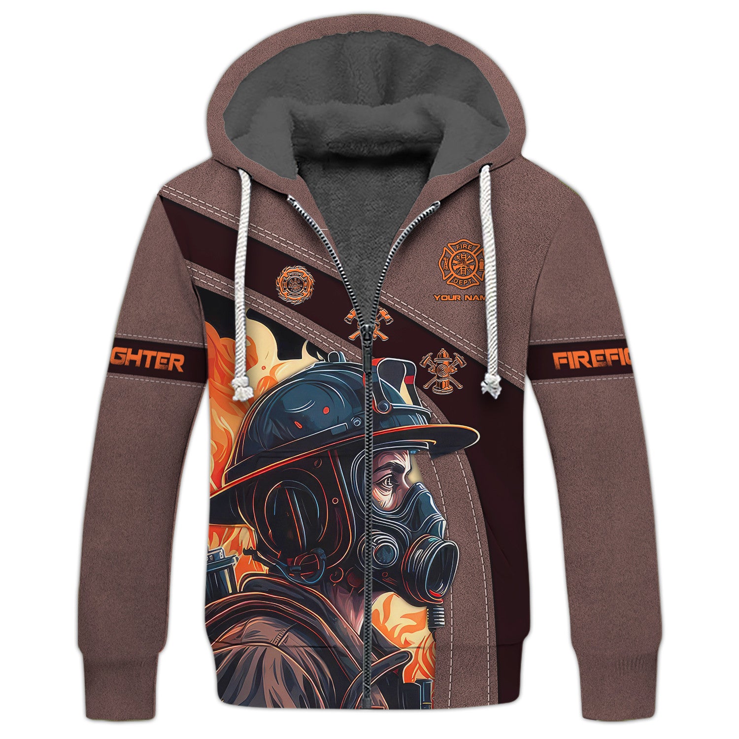 Fire Man 3D Custom Name Zipper Hoodie Personalized Gift For Firefighters