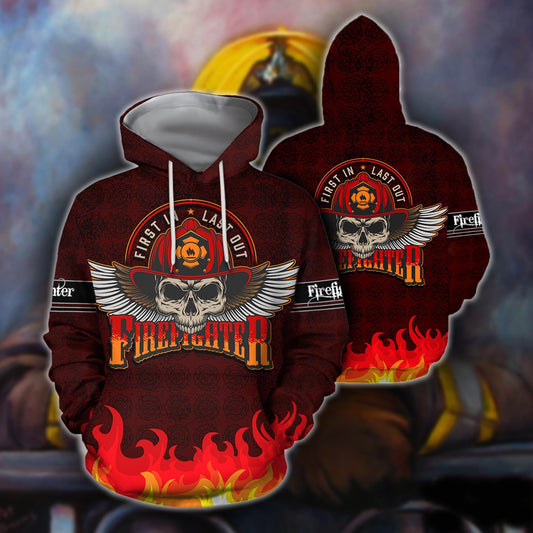 Cool Skull Firefighter Hoodie For Men And Women