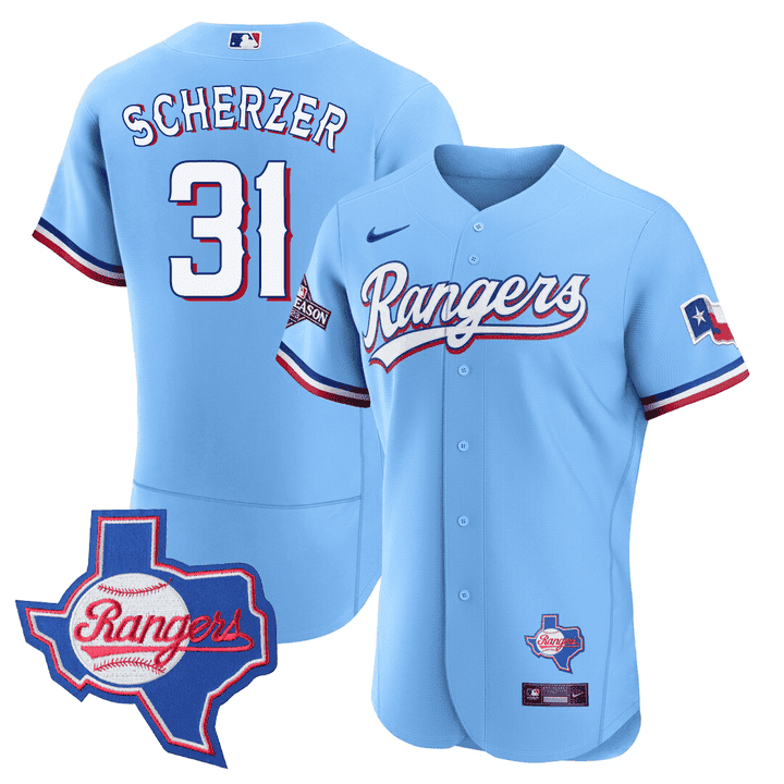 Men's Texas Rangers Texas State Patch Jersey - All Stitched