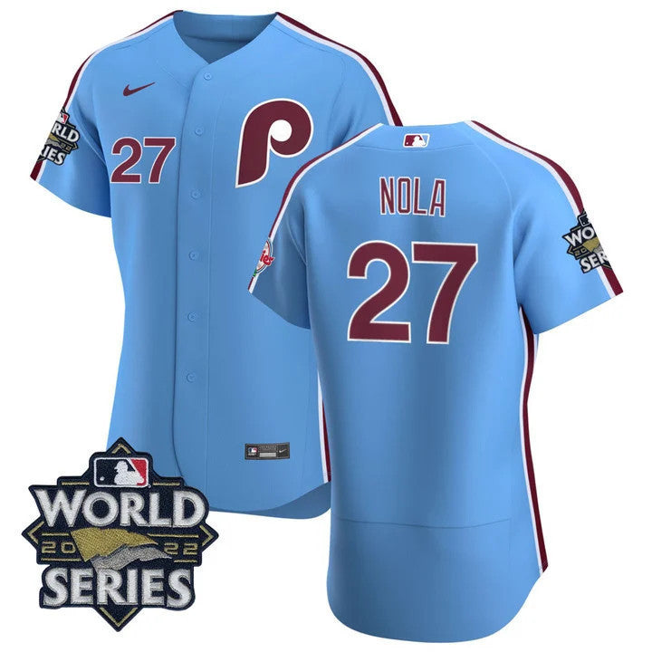 Men's Philadelphia Phillies Cooperstown 2022 World Series Patch Jersey - All Stitched