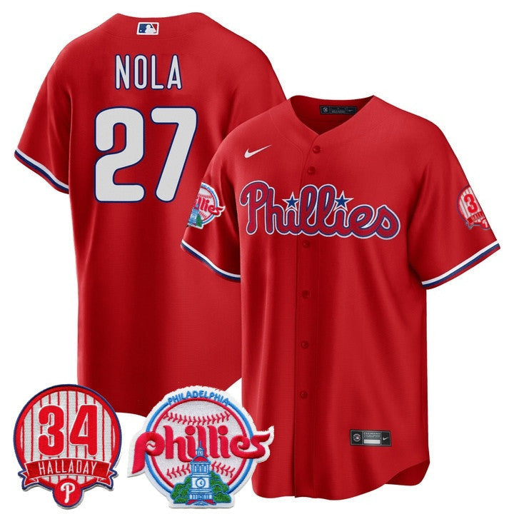 Men's Philadelphia Phillies Cool Base Jersey - Roy Halladay Patch #34