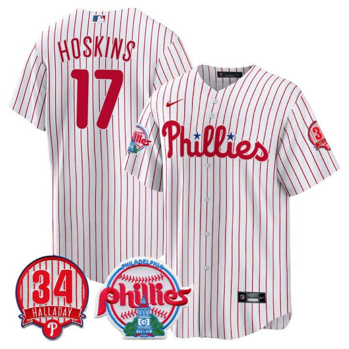 Men's Philadelphia Phillies Cool Base Jersey - Roy Halladay Patch #34