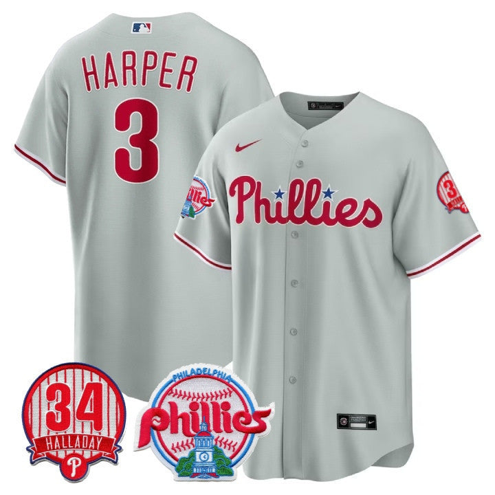 Men's Philadelphia Phillies Cool Base Jersey - Roy Halladay Patch #34