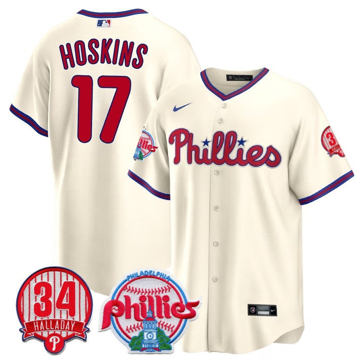 Men's Philadelphia Phillies Cool Base Jersey - Roy Halladay Patch #34