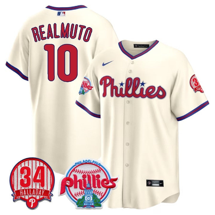 Men's Philadelphia Phillies Cool Base Jersey - Roy Halladay Patch #34