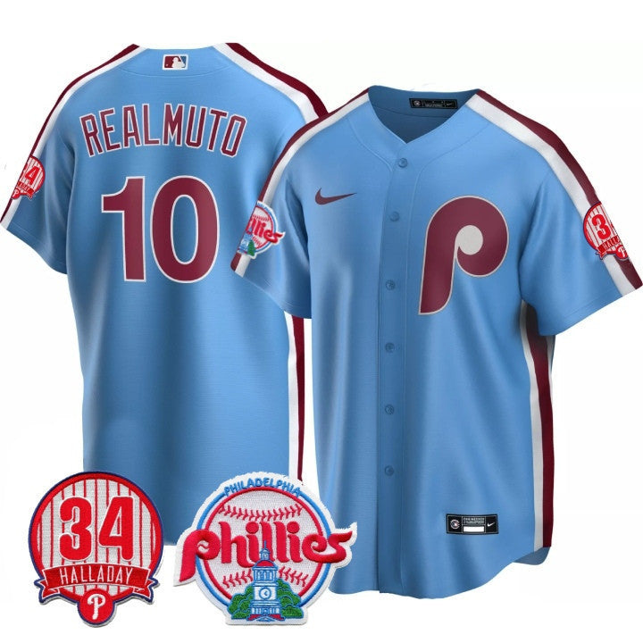 Men's Philadelphia Phillies Cool Base Jersey - Roy Halladay Patch #34