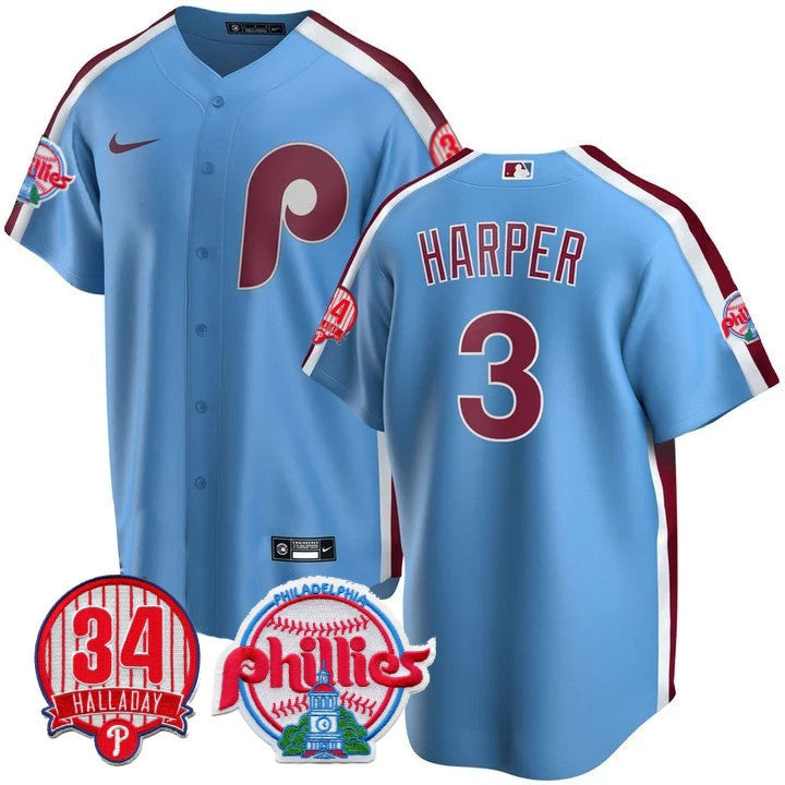 Men's Philadelphia Phillies Cool Base Jersey - Roy Halladay Patch #34