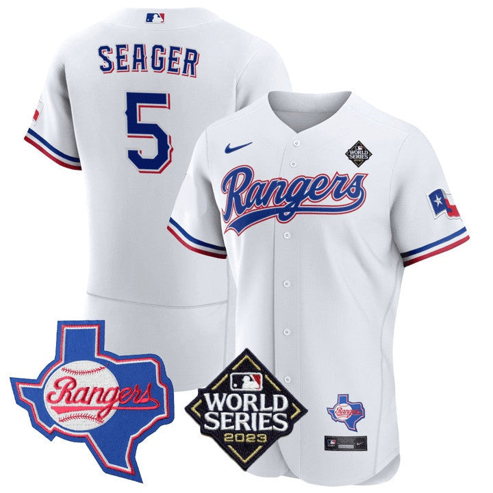 Men's Texas Rangers Limited Flex Base Jersey - 2023 World Series Patch/ Texas State Patch - All Stitched