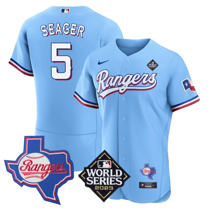 Men's Texas Rangers Limited Flex Base Jersey - 2023 World Series Patch/ Texas State Patch - All Stitched