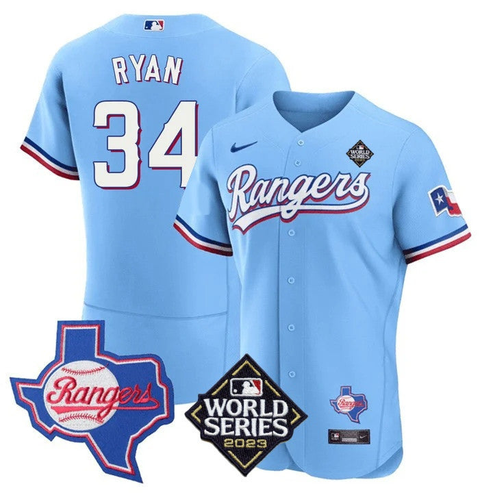 Men's Texas Rangers Limited Flex Base Jersey - 2023 World Series Patch/ Texas State Patch - All Stitched