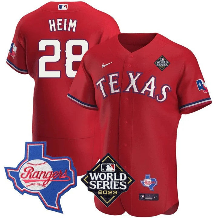 Men's Texas Rangers Limited Flex Base Jersey - 2023 World Series Patch/ Texas State Patch - All Stitched