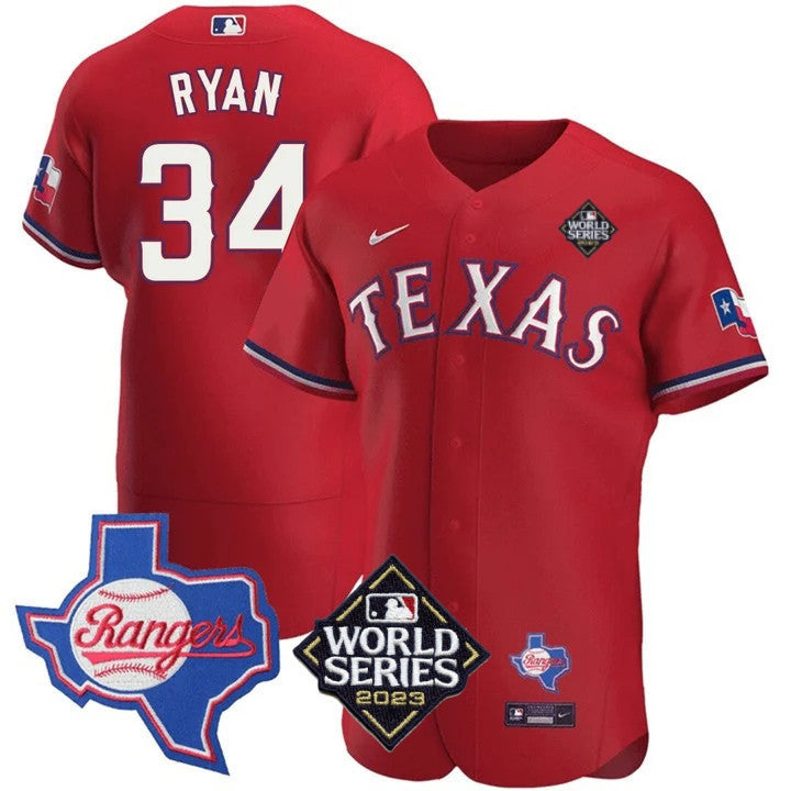 Men's Texas Rangers Limited Flex Base Jersey - 2023 World Series Patch/ Texas State Patch - All Stitched