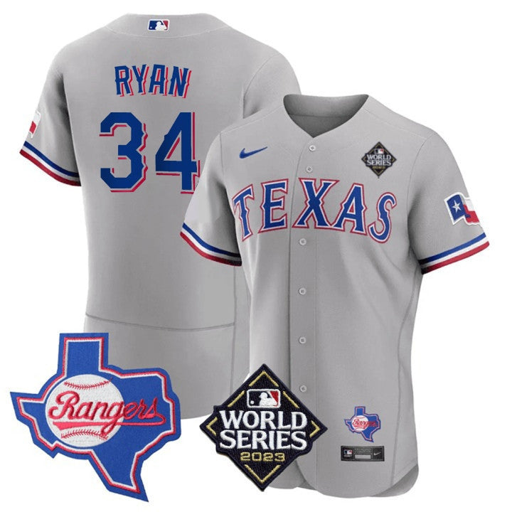 Men's Texas Rangers Limited Flex Base Jersey - 2023 World Series Patch/ Texas State Patch - All Stitched