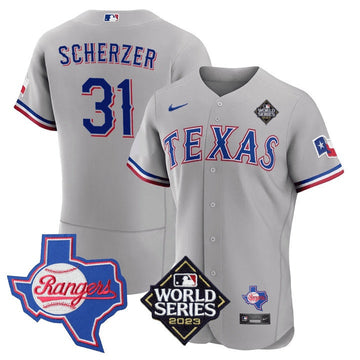 Men's Texas Rangers Limited Flex Base Jersey - 2023 World Series Patch/ Texas State Patch - All Stitched