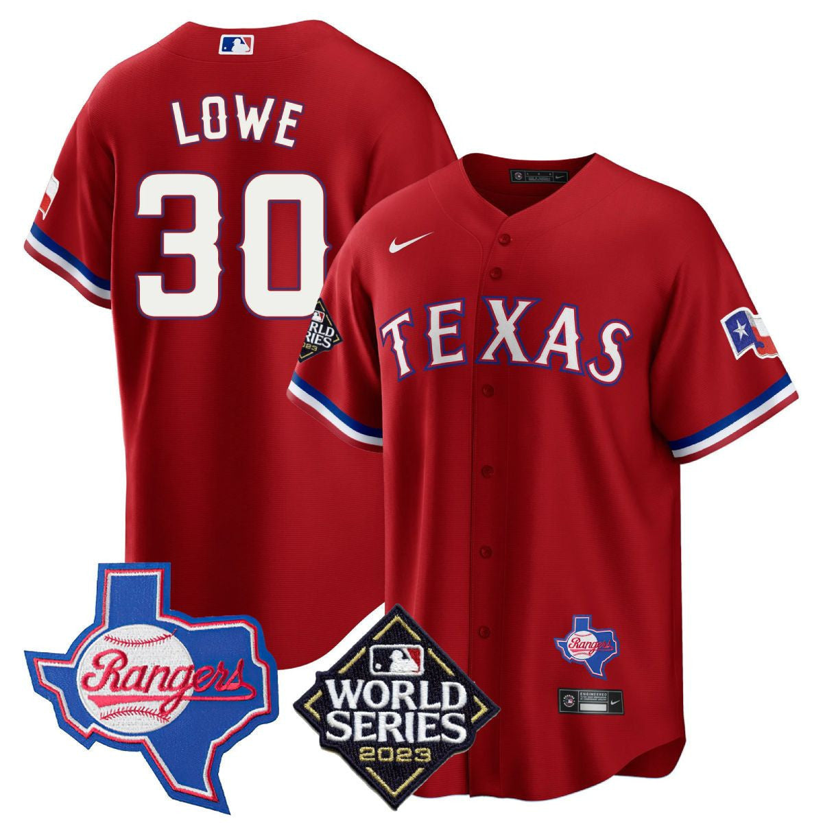 Men's Texas Rangers Limited Cool Base Jersey - 2023 World Series Patch/ Texas State Patch - All Stitched