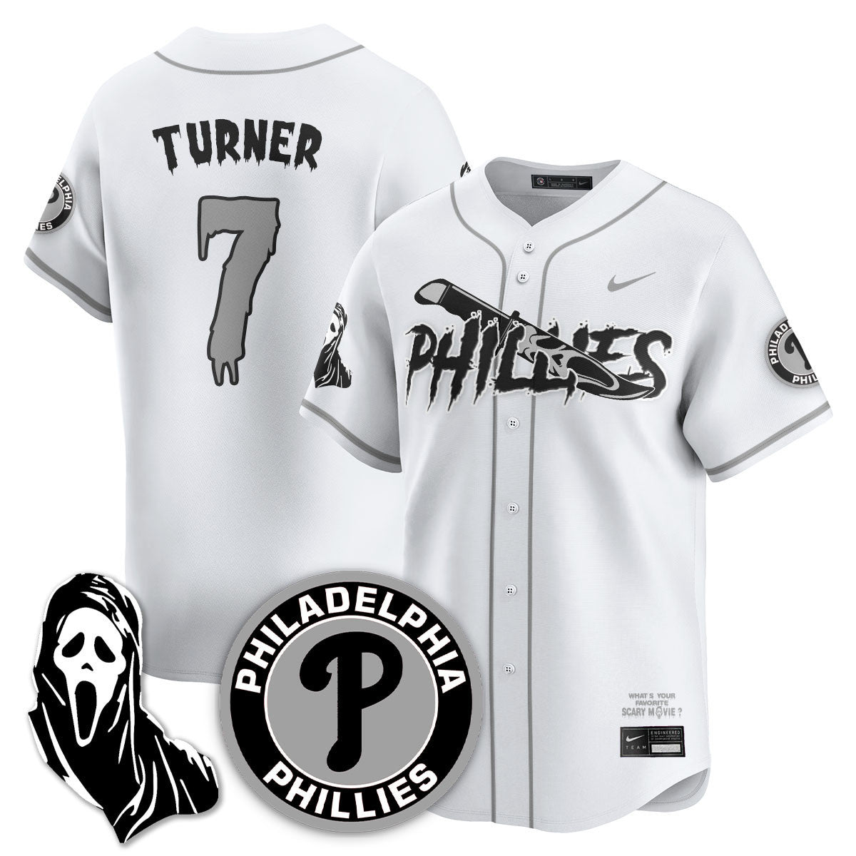 Men's Philadelphia Phillies "Scream Ghostface" Jersey - Stitched