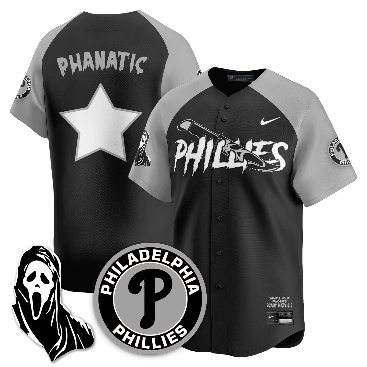 Men's Philadelphia Phillies "Scream Ghostface" Jersey - Stitched