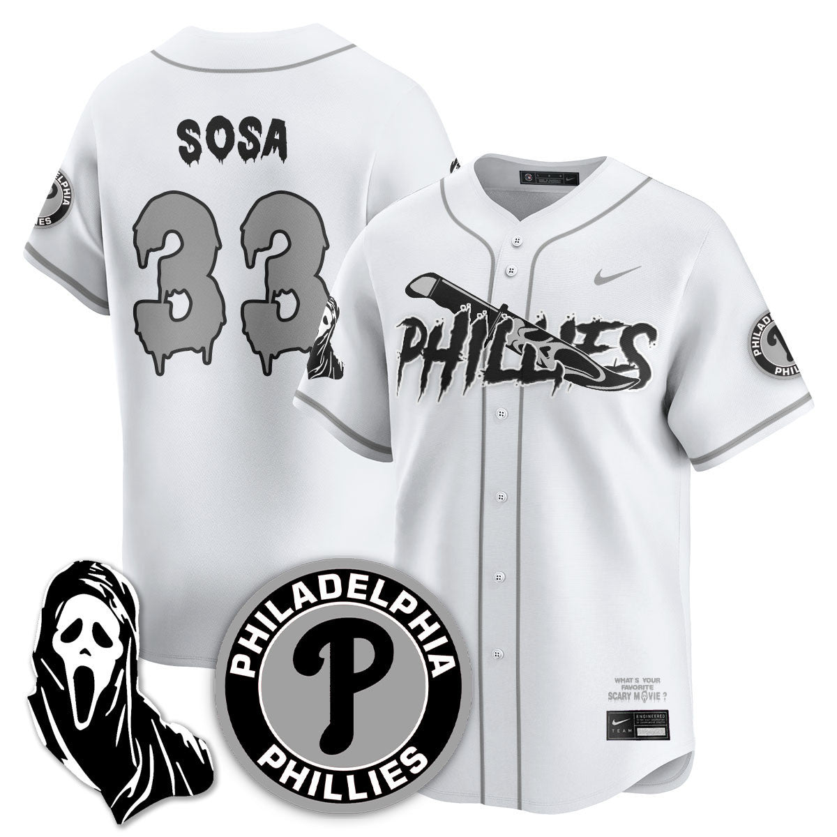 Men's Philadelphia Phillies "Scream Ghostface" Jersey - Stitched