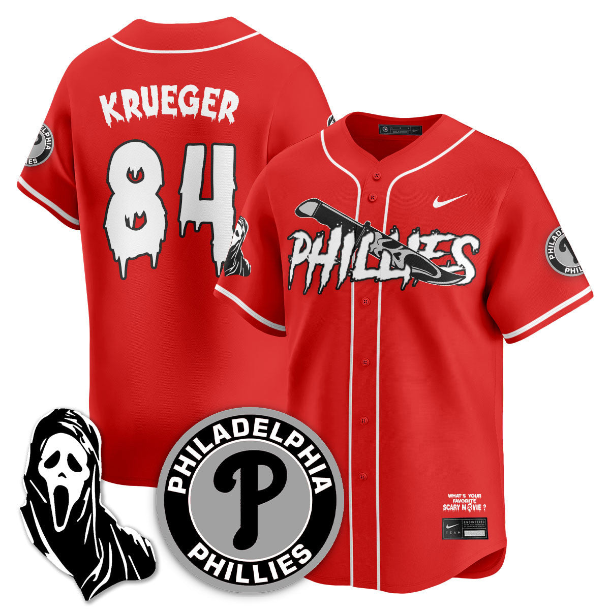 Men's Philadelphia Phillies "Scream Ghostface" Jersey - Stitched