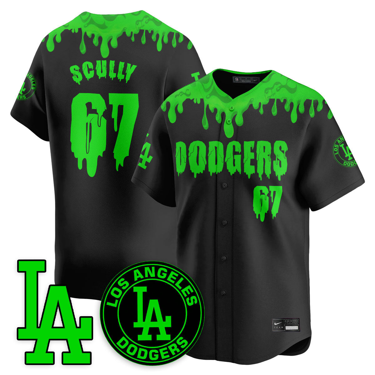 Custom Los Angeles Dodgers "Slime Night Special" Jersey - Stitched
