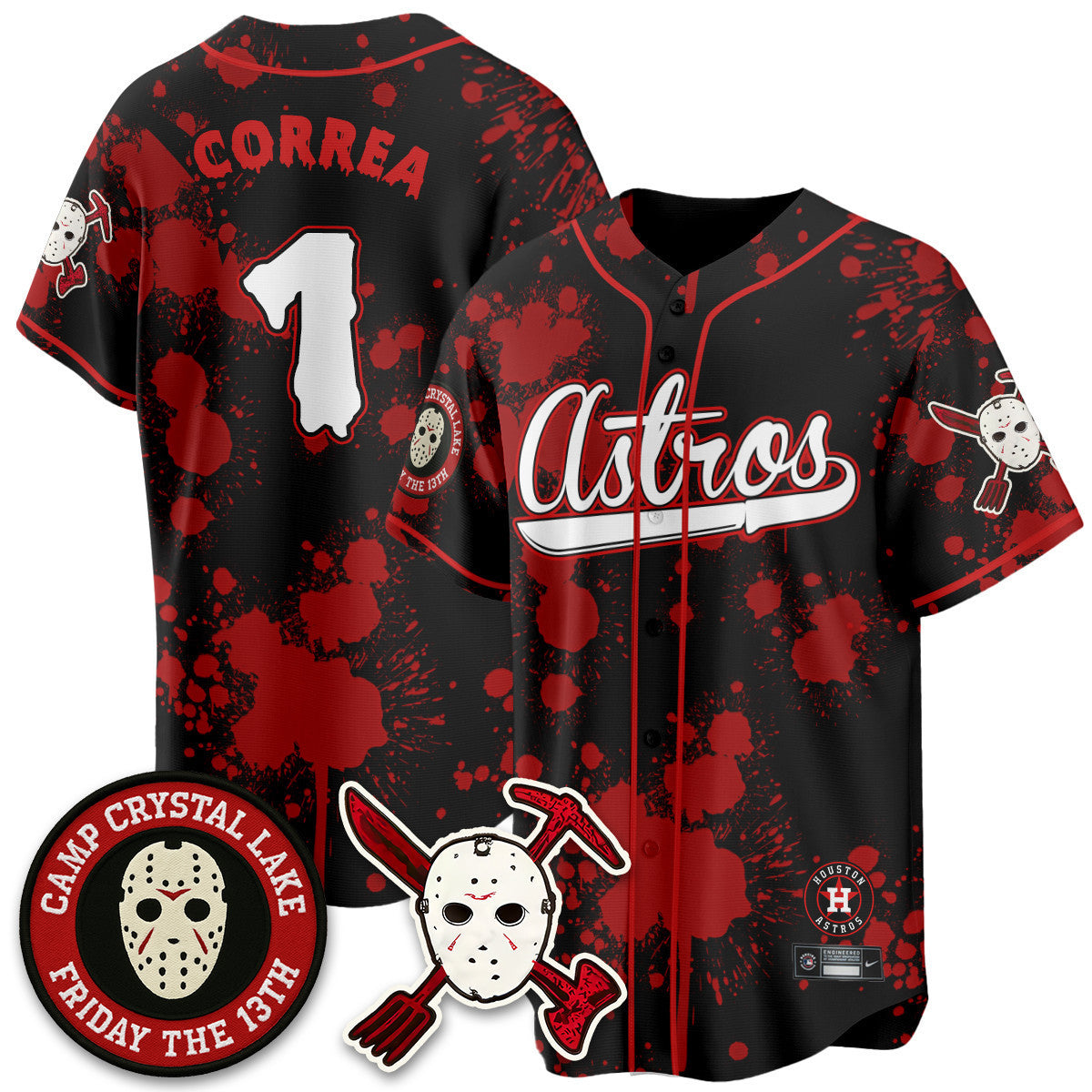 Custom Houston Astros "Friday the 13th" Jersey - All Stitched