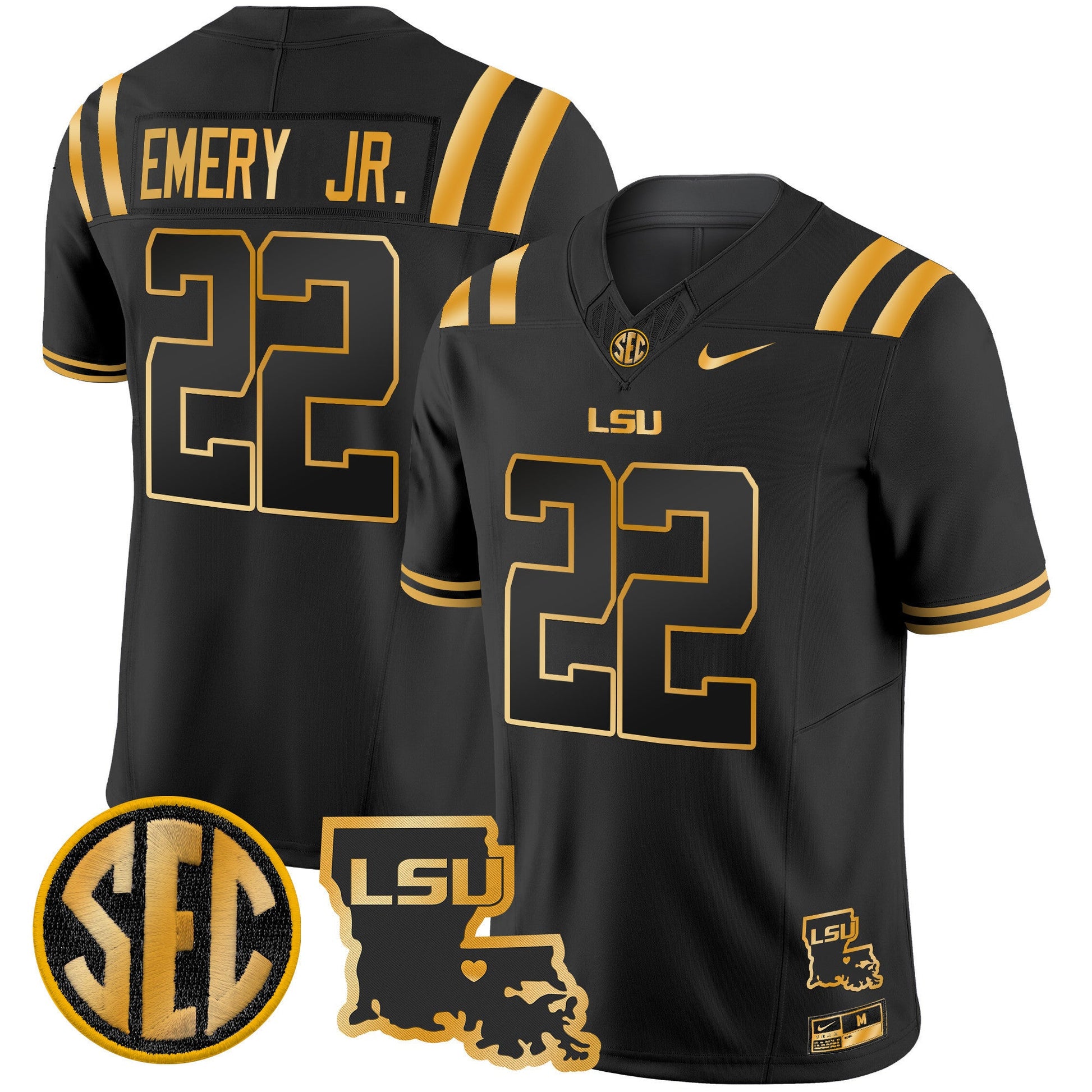 Men's LSU Tigers 2025 Louisiana Patch Gold Vapor Limited Jersey - All Stitched
